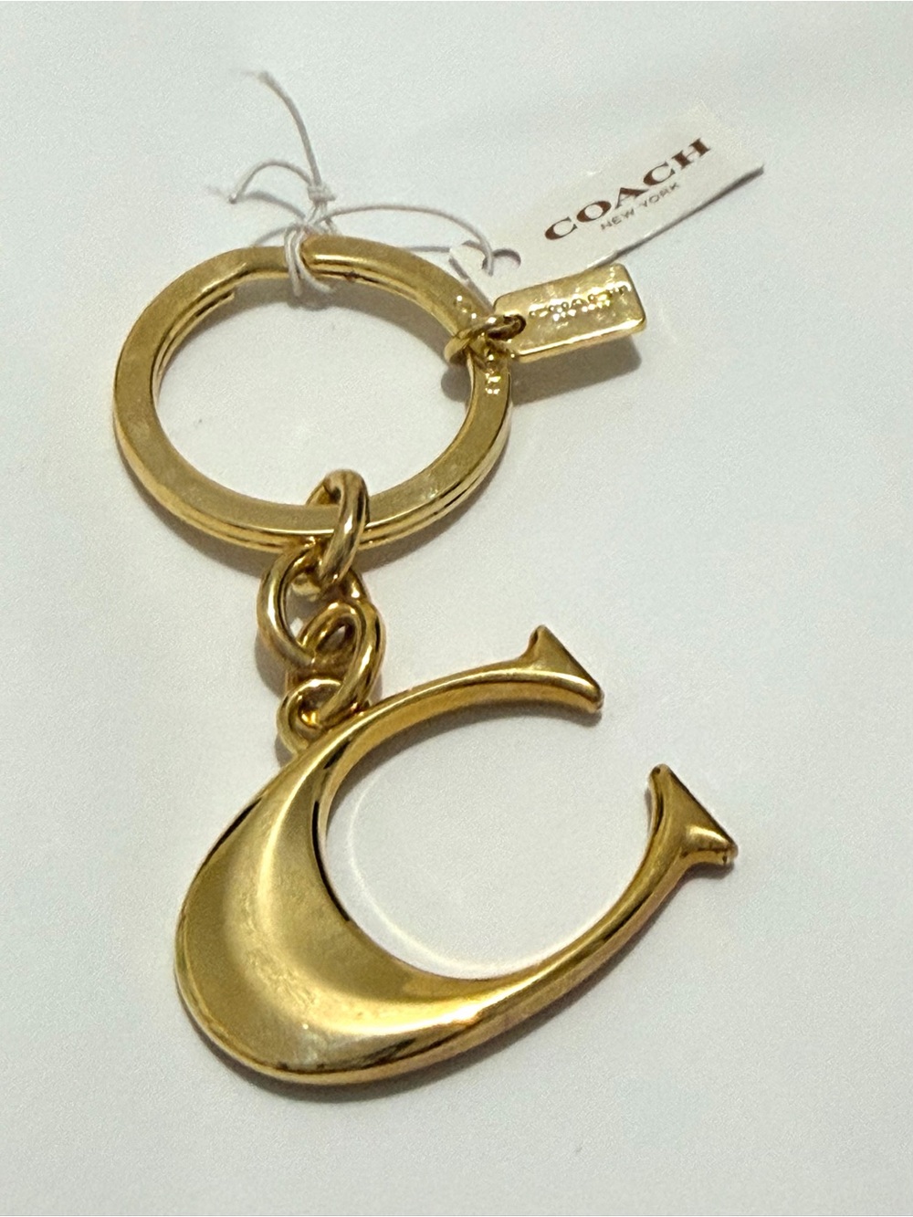 Coach Gold C Charm Key Ring